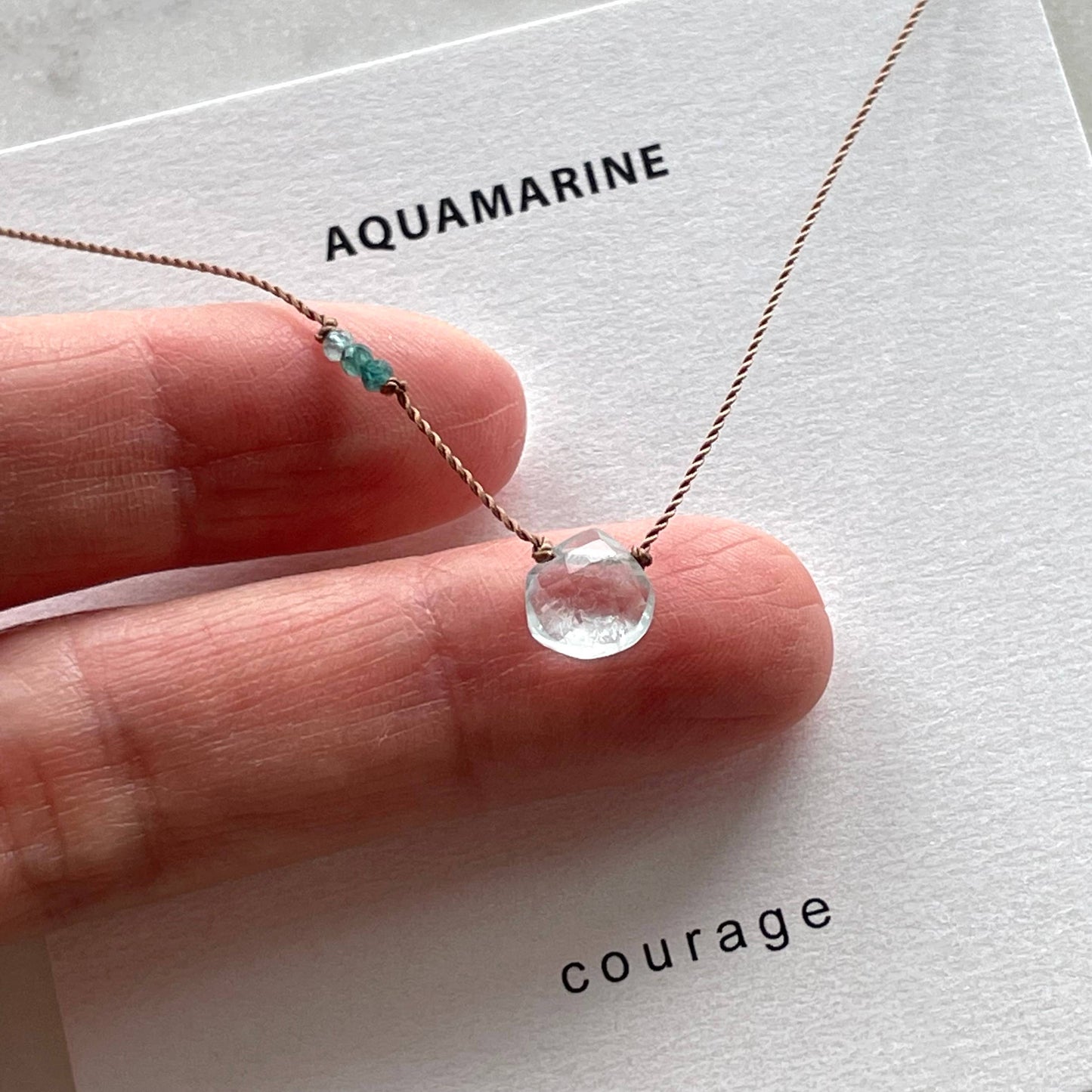 Soulsilk - Aquamarine with Emerald Necklace- Courage