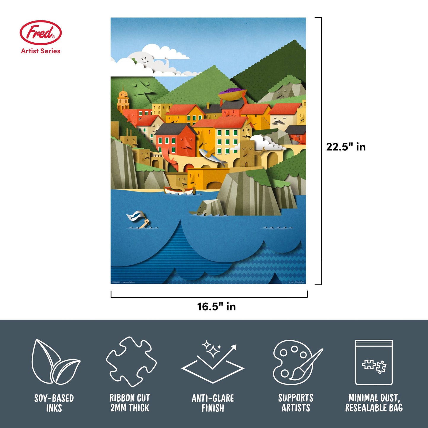 Fred & Friends - Puzzle 500 PC - Bomboland- Le Cinque Terre