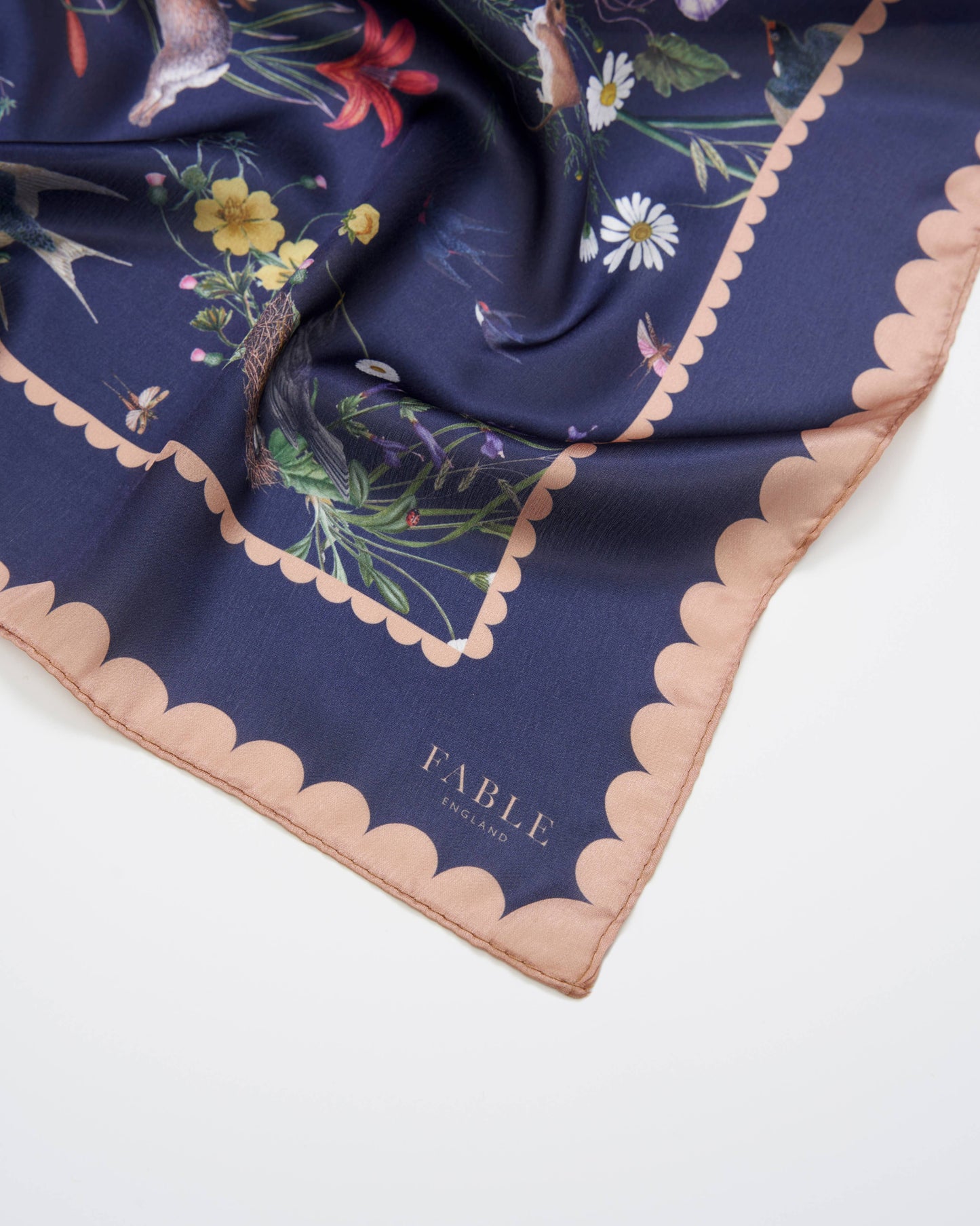 Fable England - FABLE Navy Running Bunny Toile Square Scarf