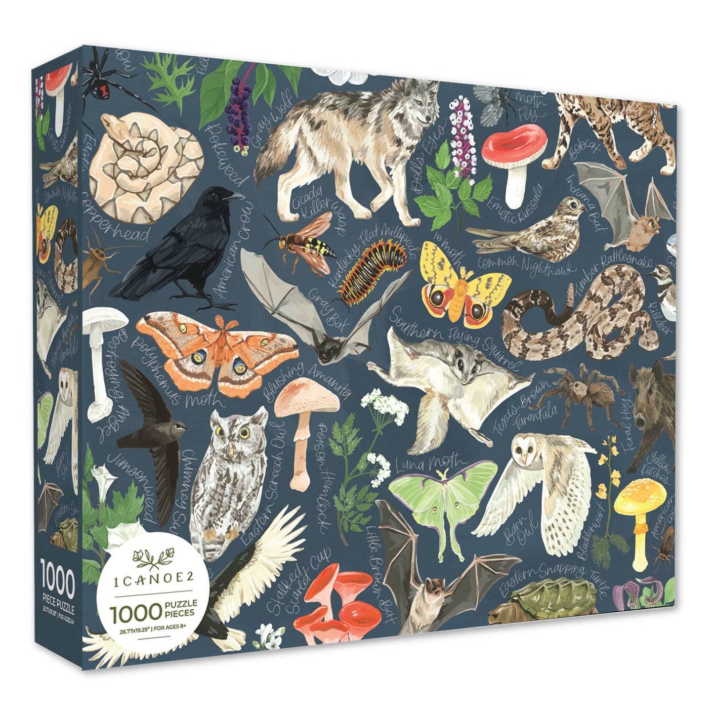 1canoe2 | One Canoe Two Paper Co. - Midnight Flora & Fauna - 1000 Piece Jigsaw Puzzle
