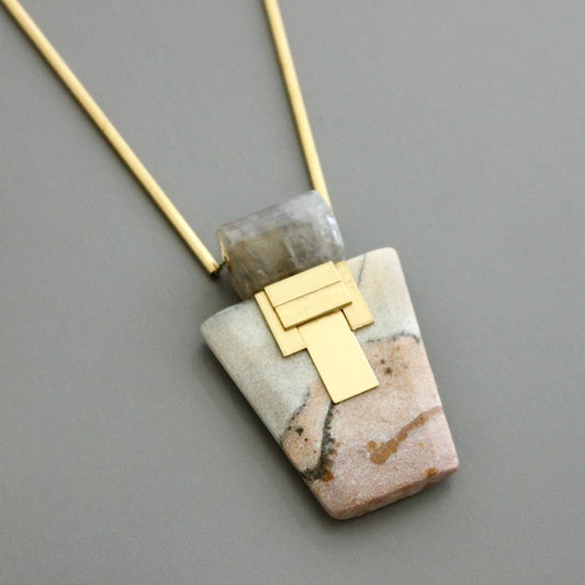 David Aubrey Jewelry - Geometric stone pendant necklace