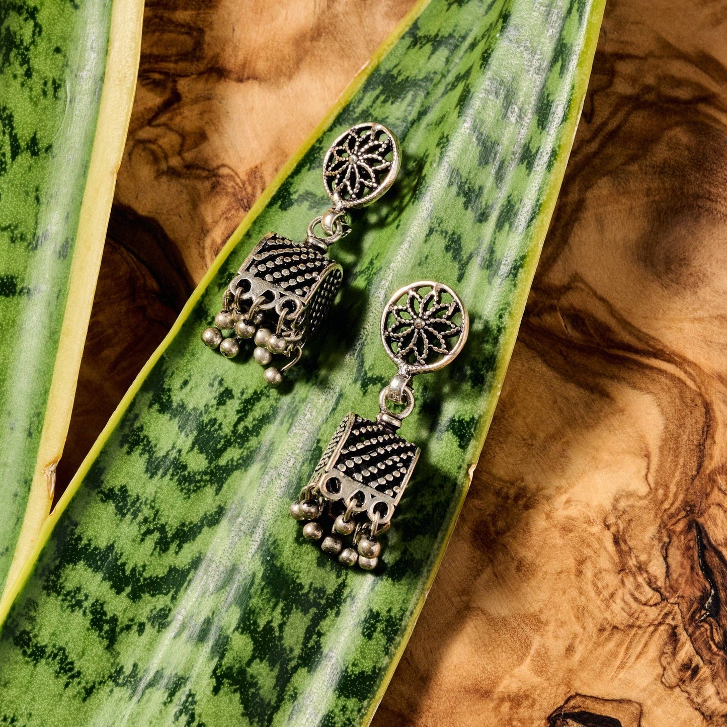 Ten Thousand Villages - Dohara Silvertone Jhumka Drop Earrings