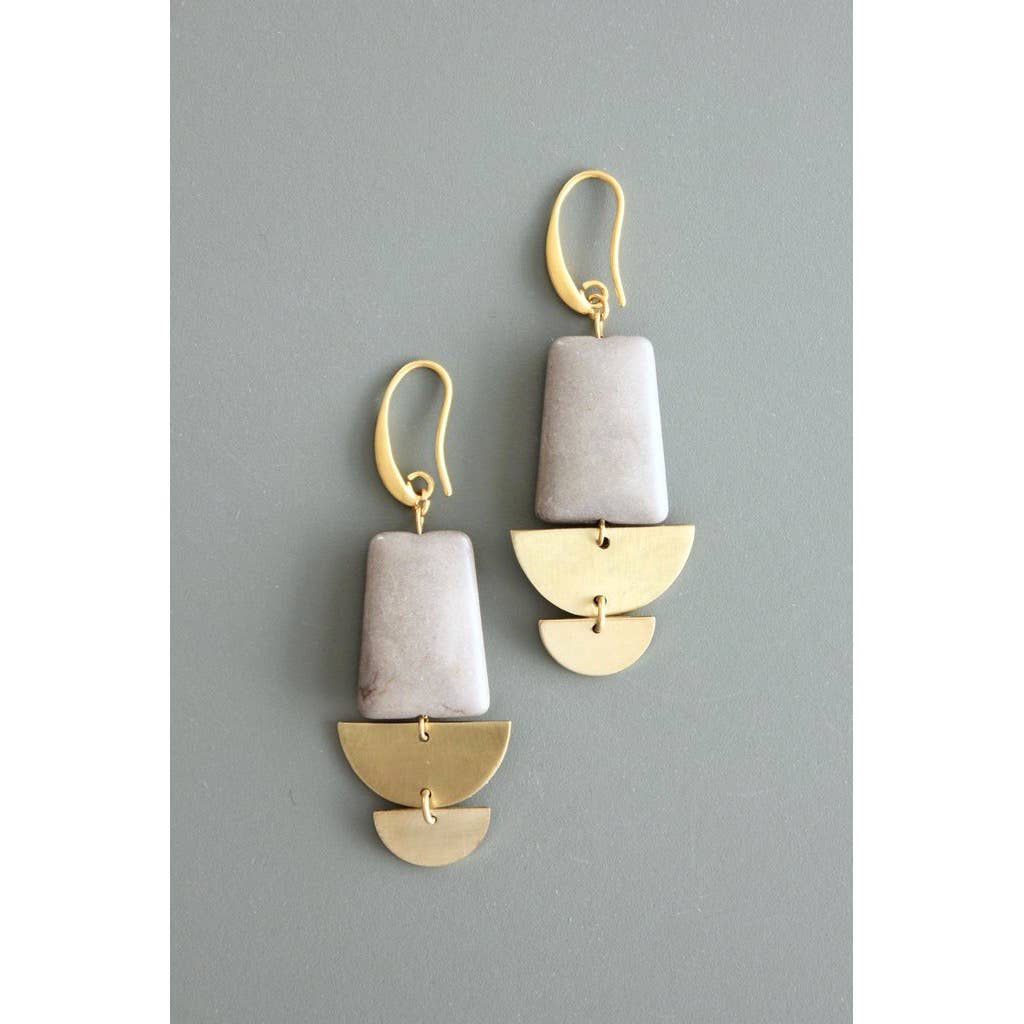 David Aubrey Jewelry - ATHE20 Magnesite and brass earrings