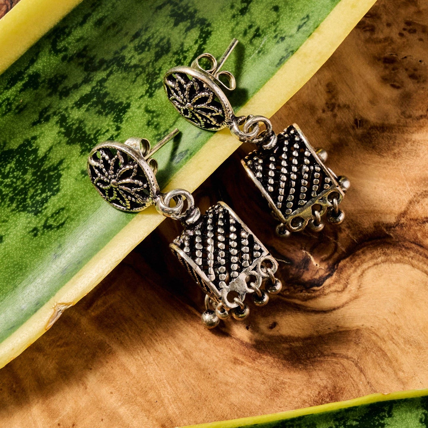 Ten Thousand Villages - Dohara Silvertone Jhumka Drop Earrings