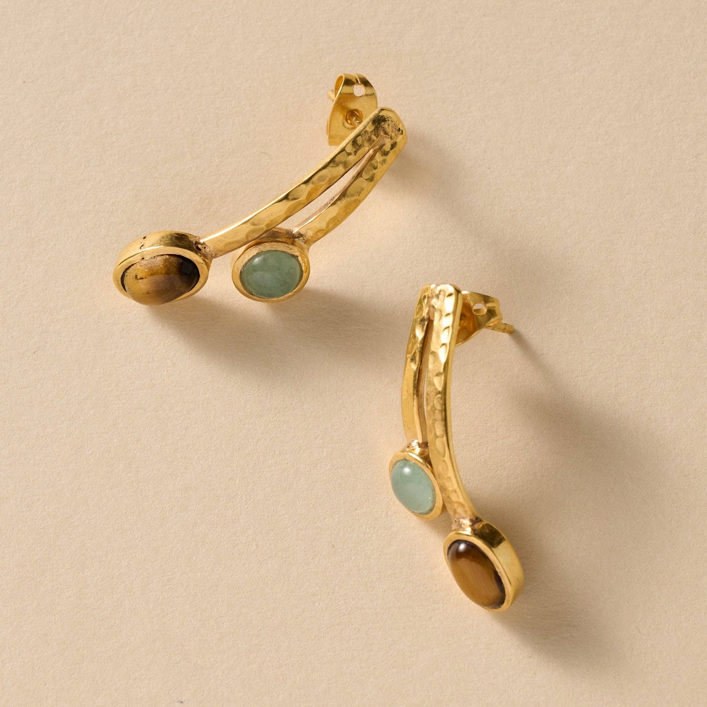 Ten Thousand Villages - Sanja Tiger + Glass Stone Post Earrings