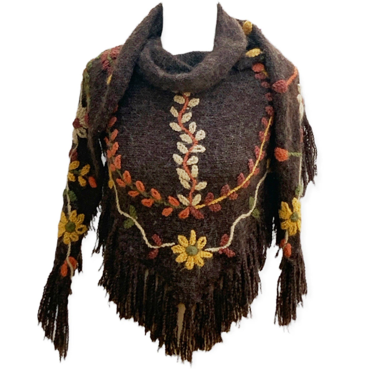 Peruvian Trading Company - Embroidered Flower Vine Shawl-SA64