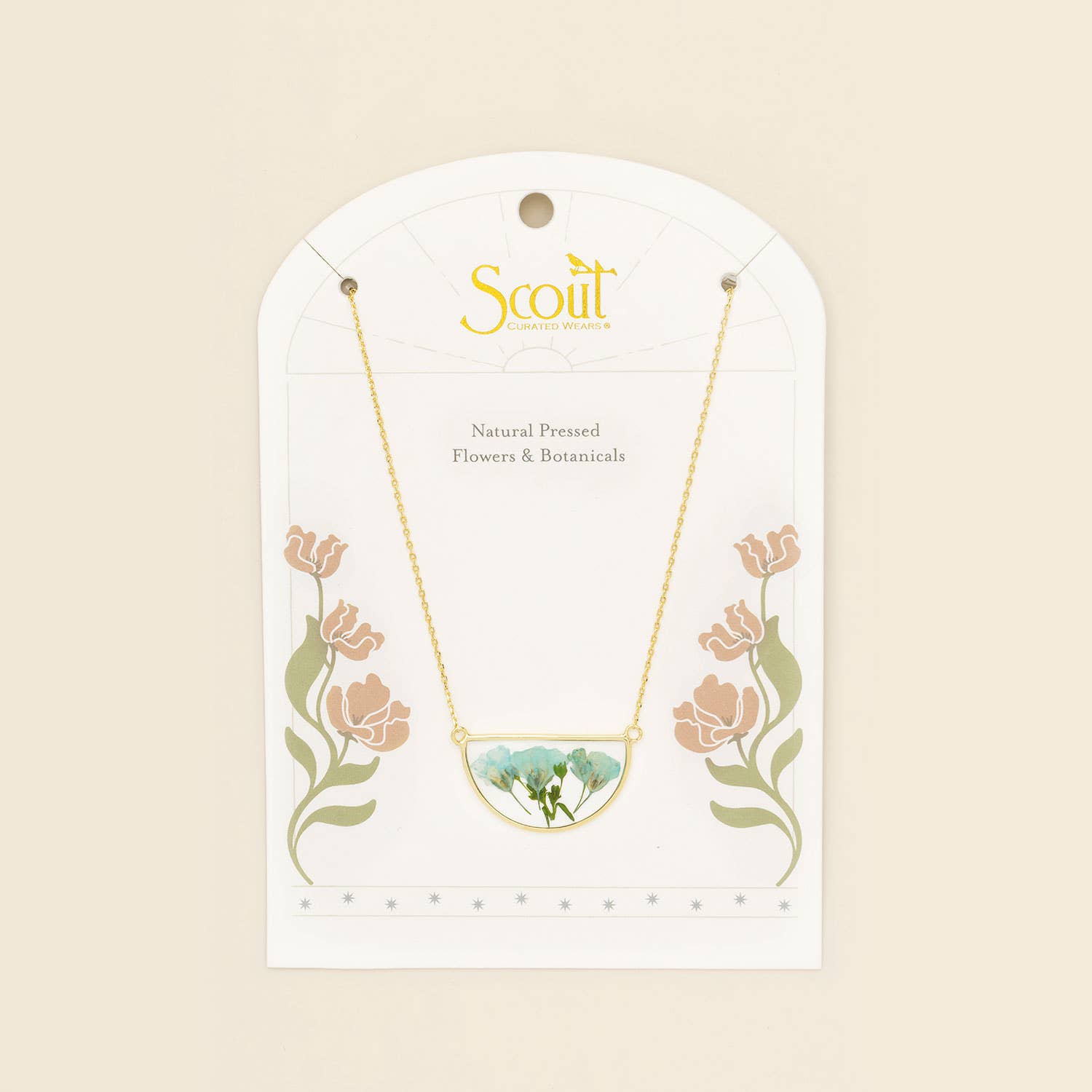 Scout Curated Wears - Pressed Flower Necklace - Blue Baby's Breath/Gold
