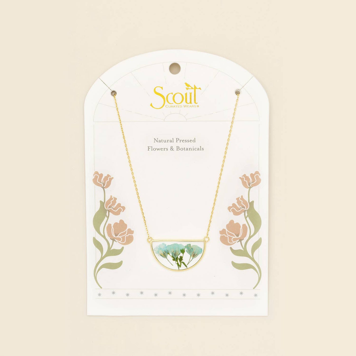 Scout Curated Wears - Pressed Flower Necklace - Blue Baby's Breath/Gold