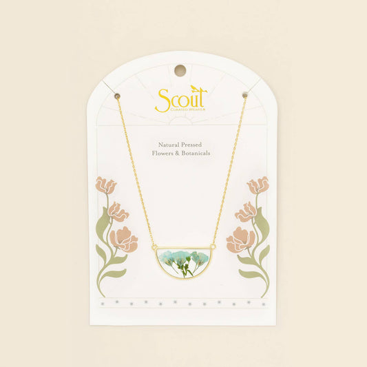 Scout Curated Wears - Pressed Flower Necklace - Blue Baby's Breath/Gold