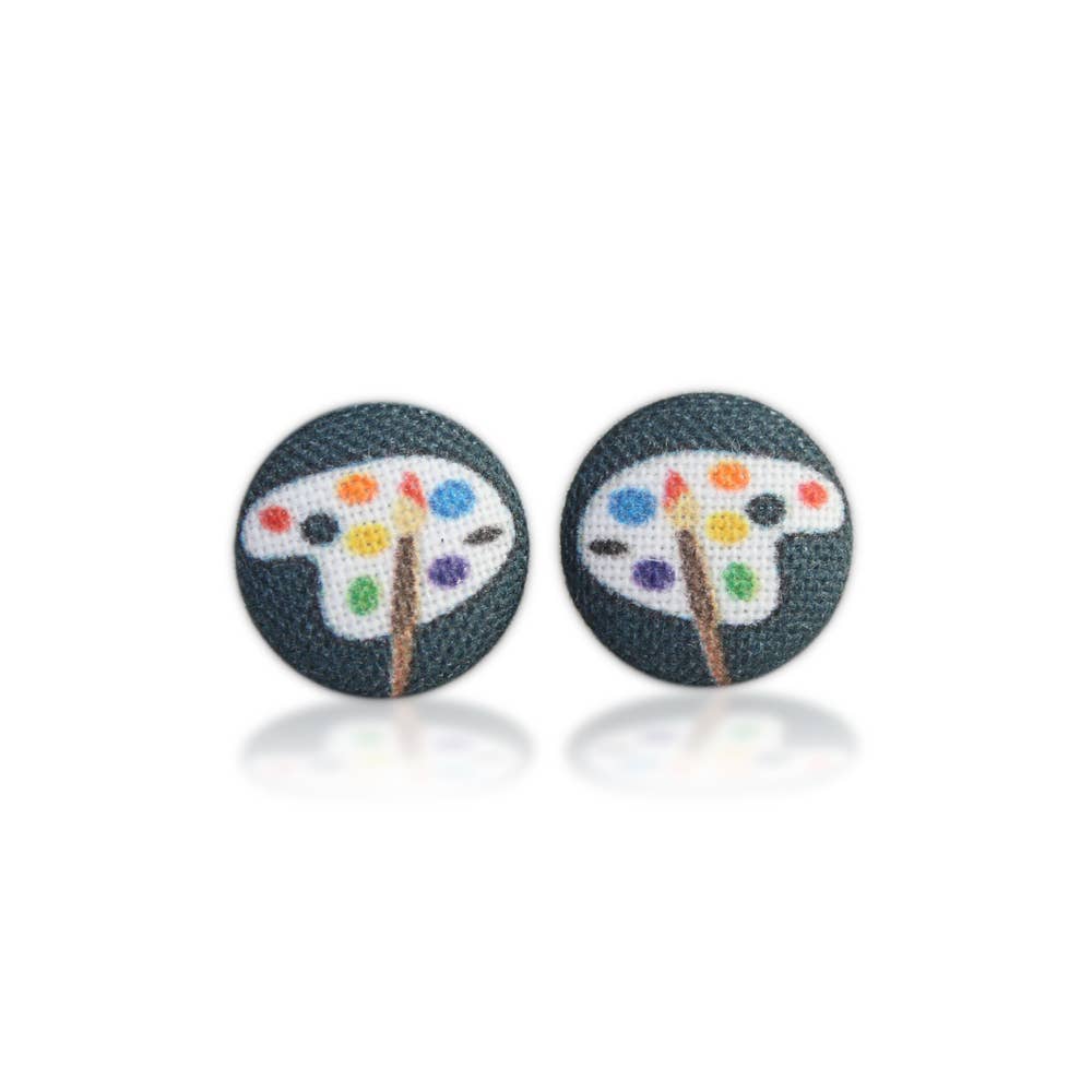 Rachel O's - Artist Paint Palette Fabric Button Earrings