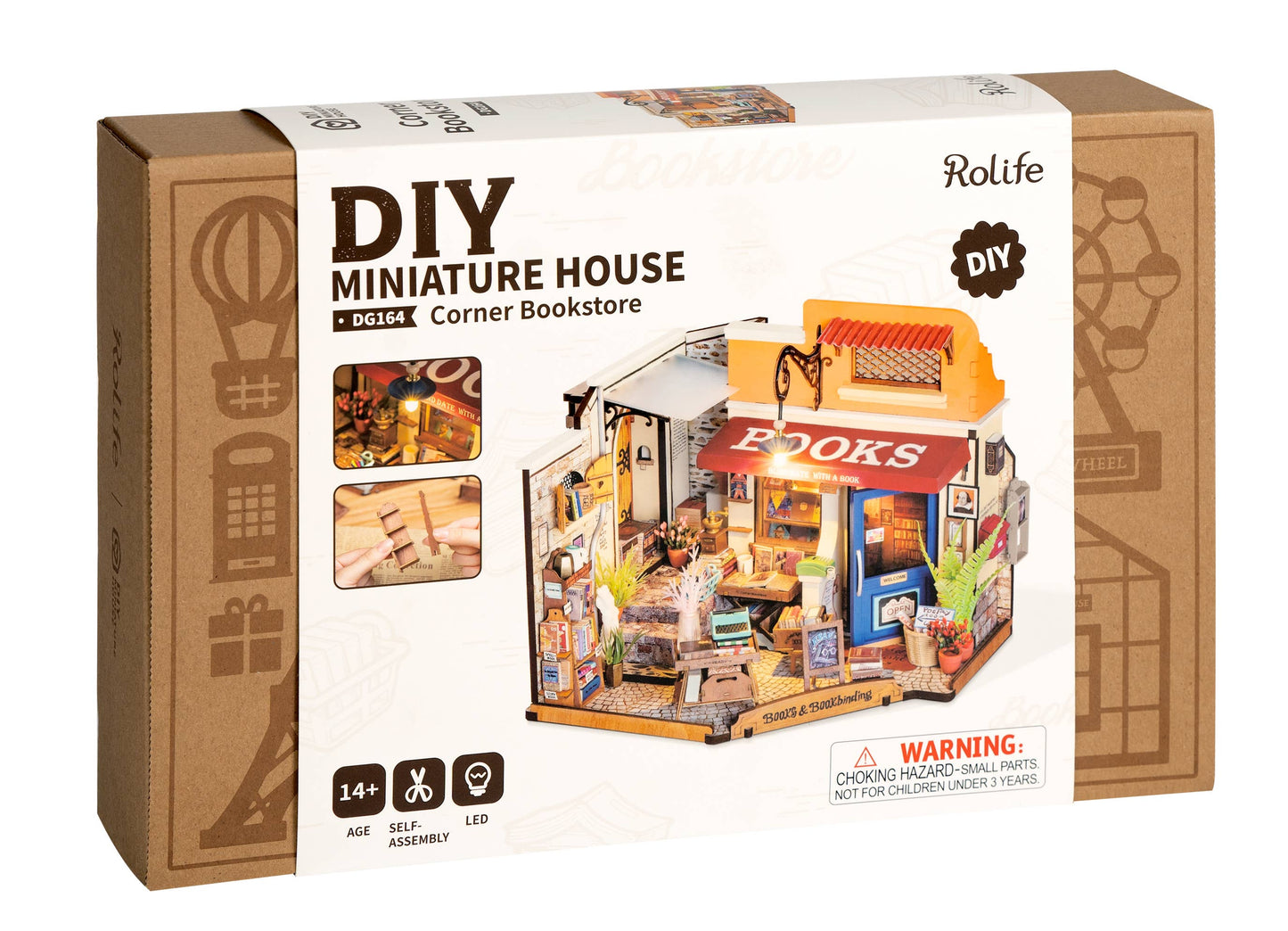 Robotime - DG164 Corner Bookstore Rolife DIY Miniature House Kit