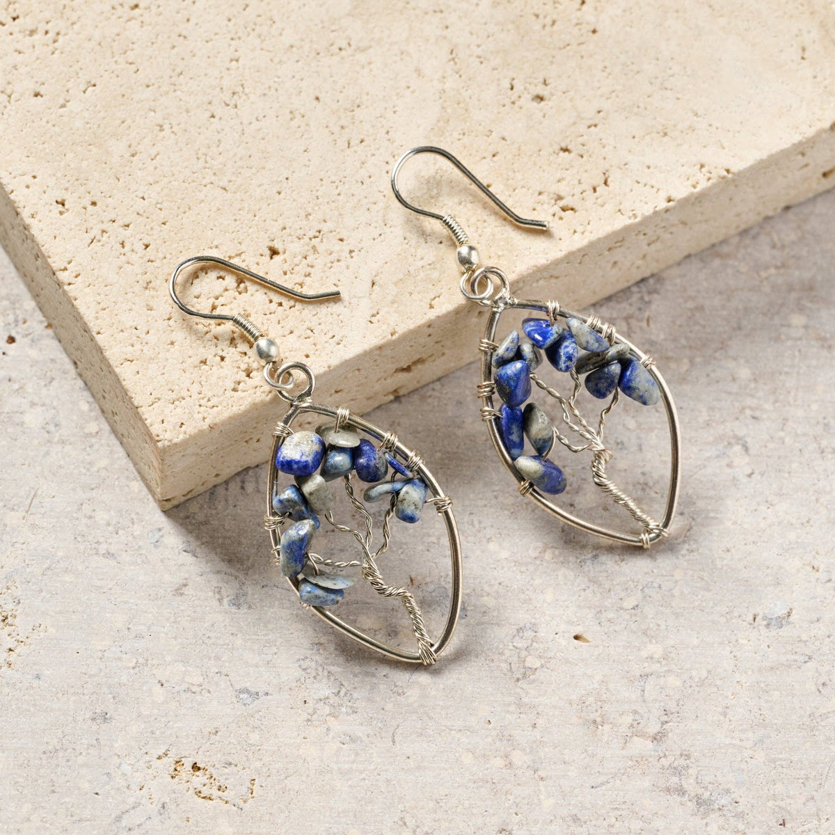 Ten Thousand Villages - Lapis Tree Drop Earrings