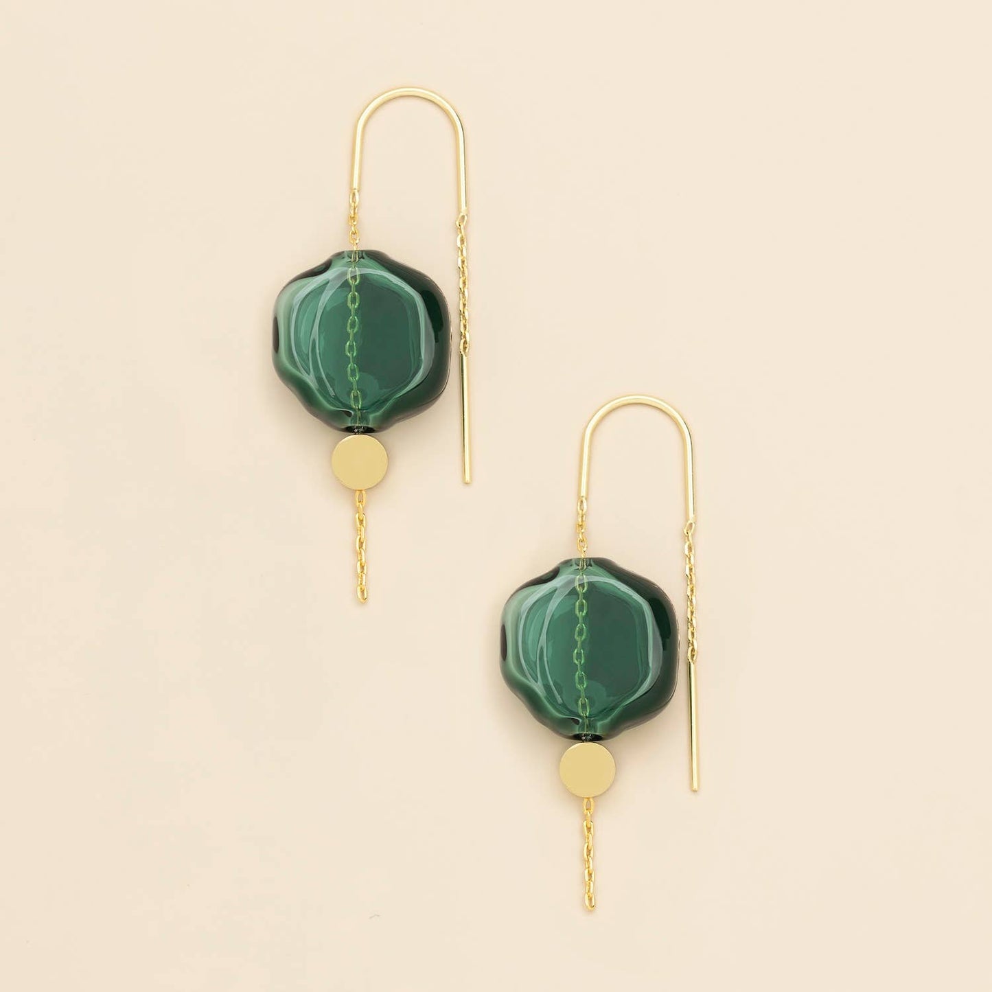 Scout Curated Wears - Refined Glass Organic Threader - Teal/Gold