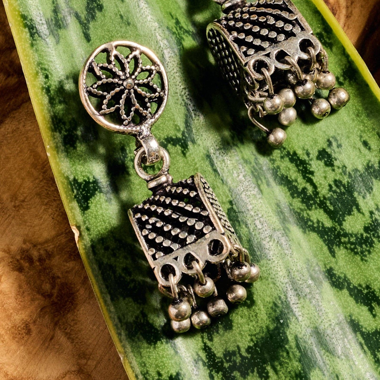 Ten Thousand Villages - Dohara Silvertone Jhumka Drop Earrings