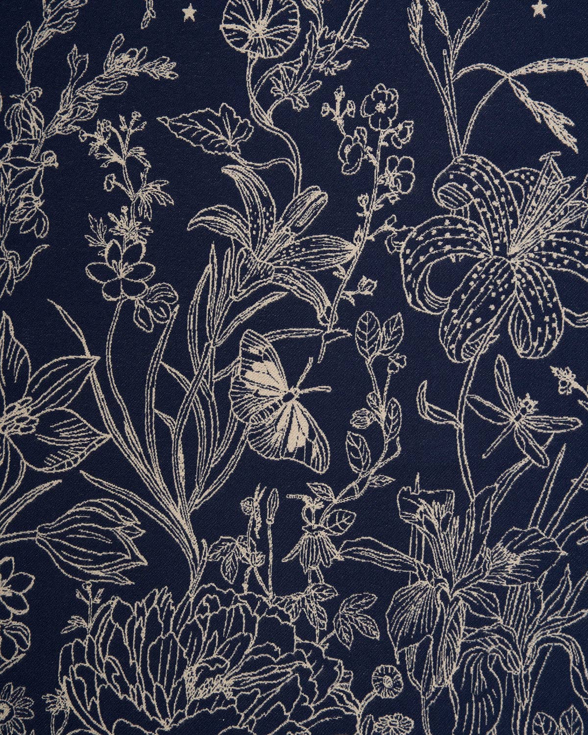 Fable England - Midnight Garden Long Jacquard Scarf in Navy