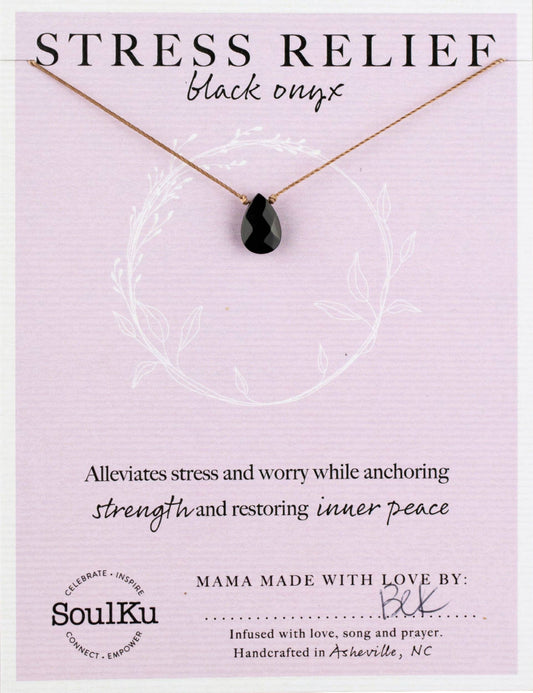 SoulKu - Black Onyx Soul-Full of Light Necklace for Stress Relief