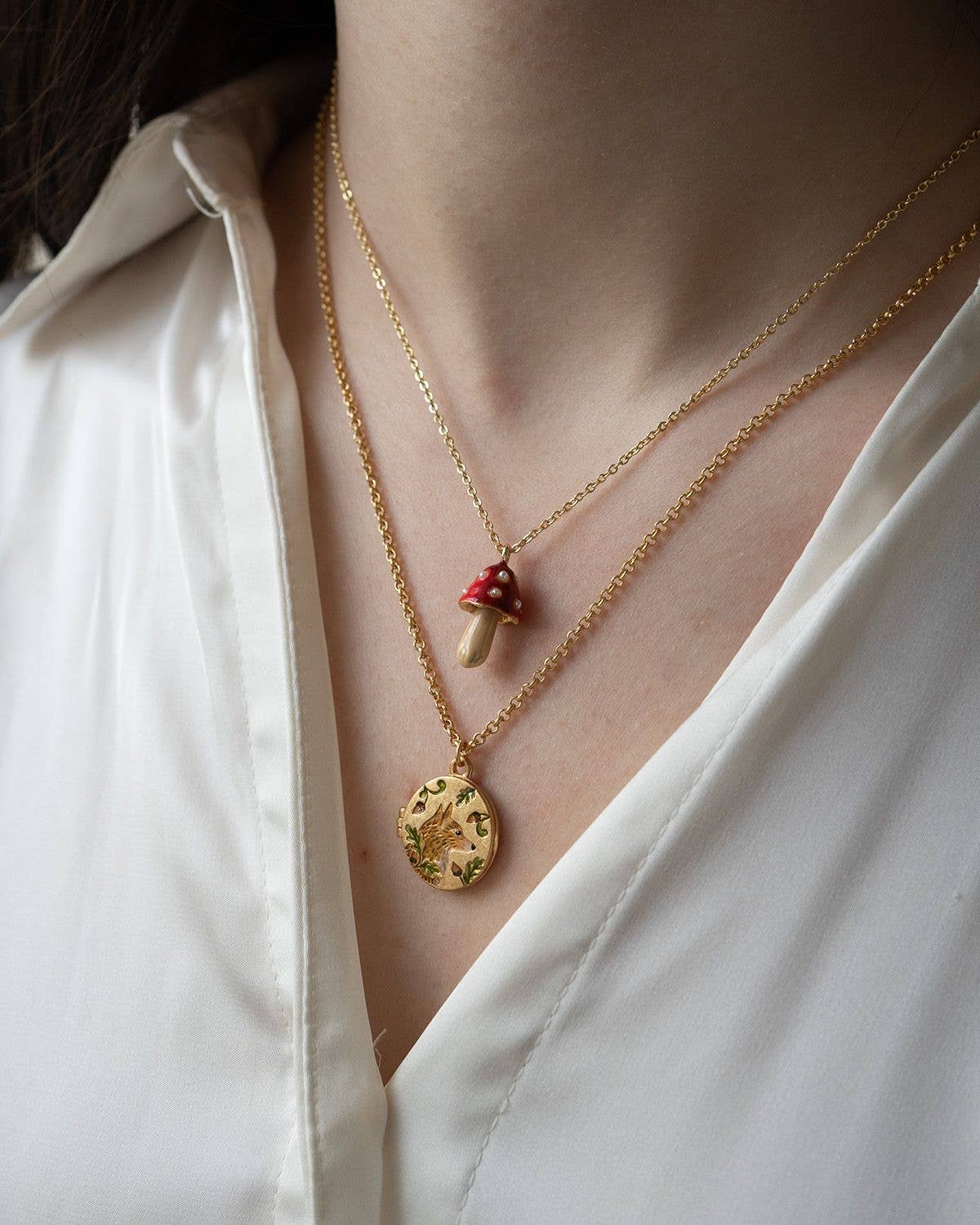 Fable England - FABLE Enamel Mushroom Necklace