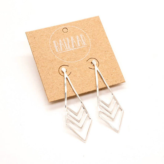 Baizaar - Sterling Silver Chevron Design Stud Earring