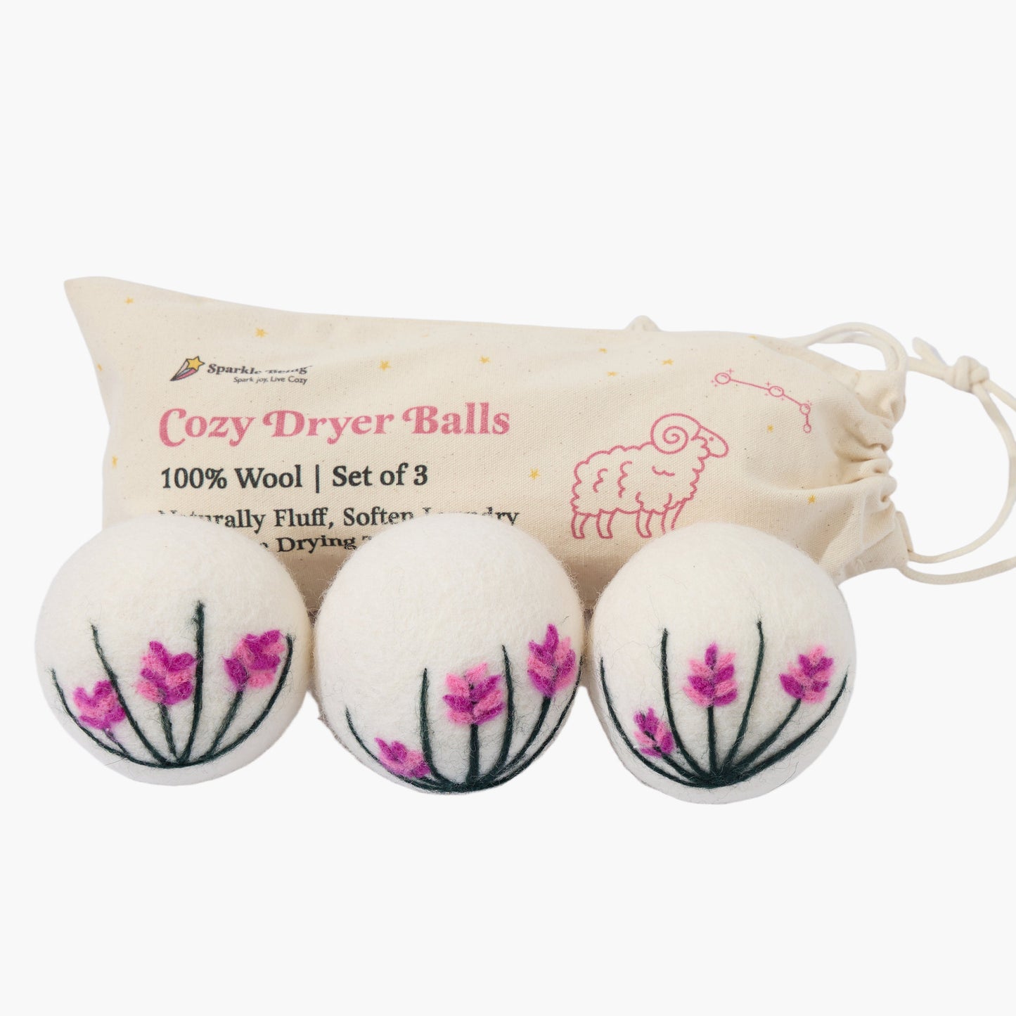 Floral Eco Wool Dryer Balls – Set of 3