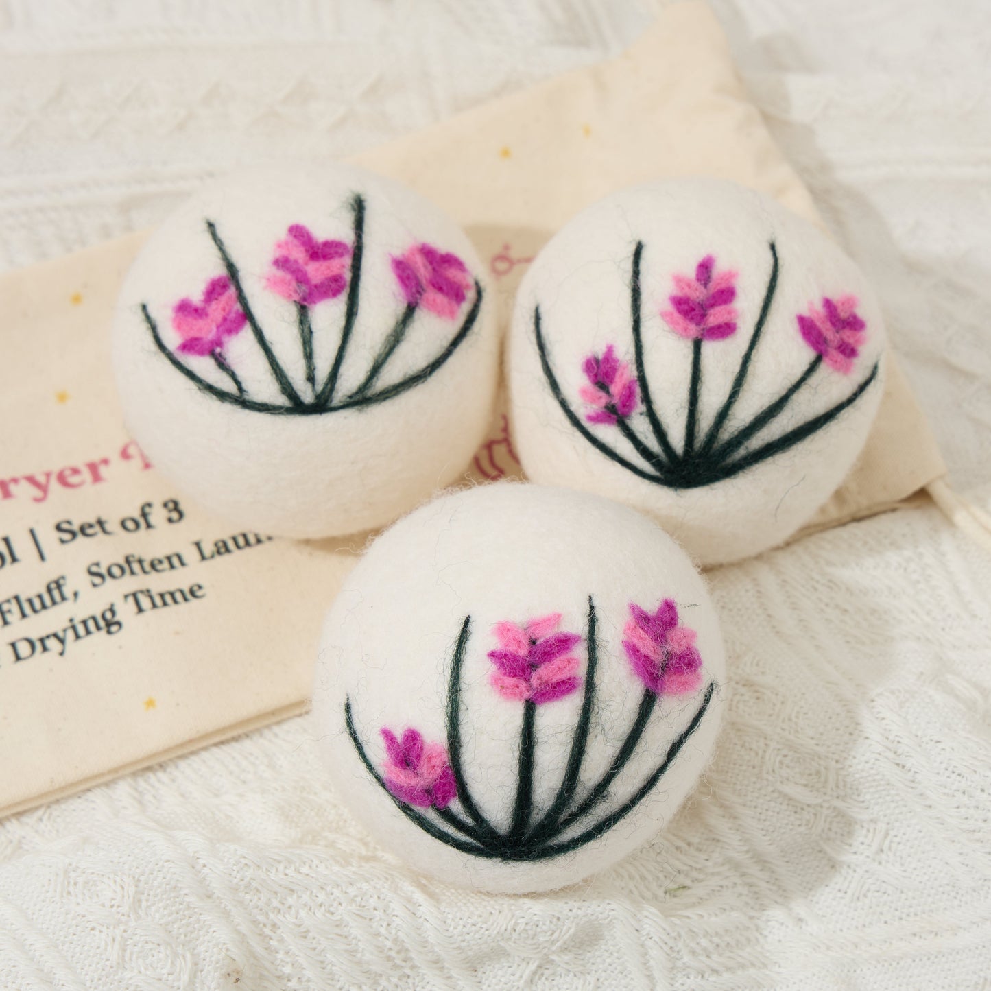 Floral Eco Wool Dryer Balls – Set of 3