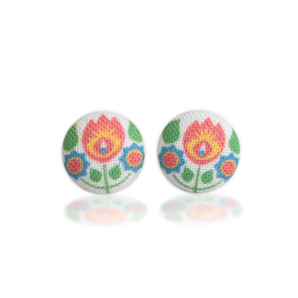 Rachel O's - Bohemian Fabric Button Earrings