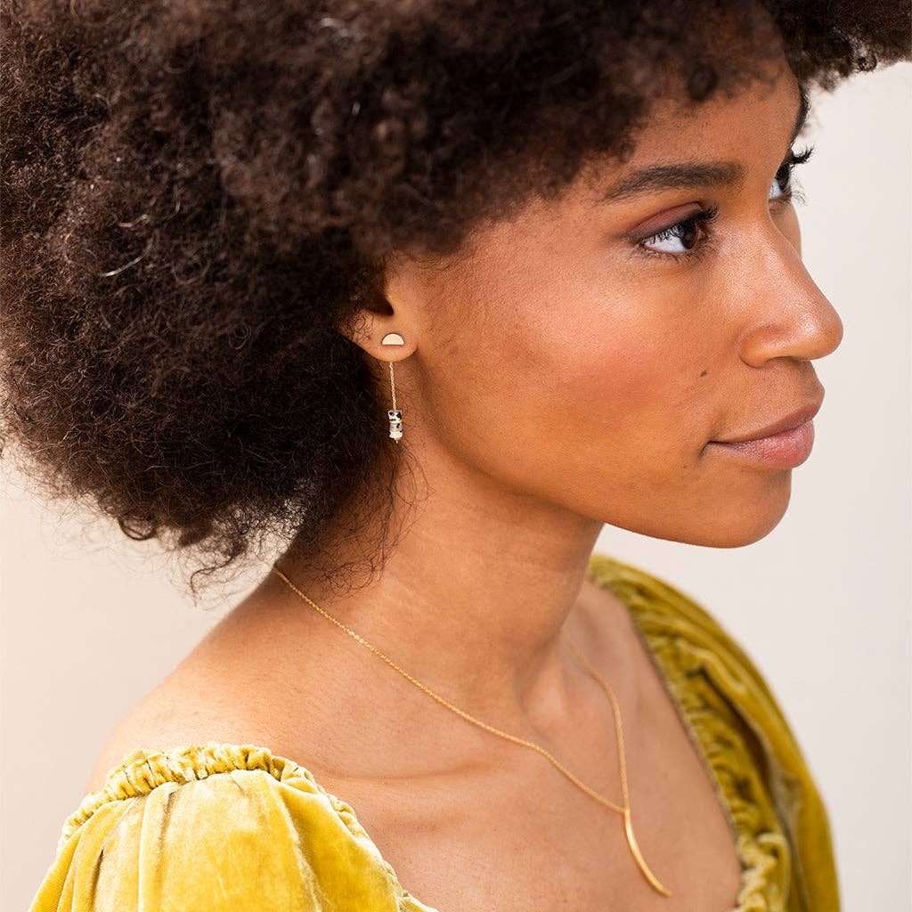 Scout Curated Wears - Stone Meteor Thread/Jacket Earring - African Turquoise/Gold