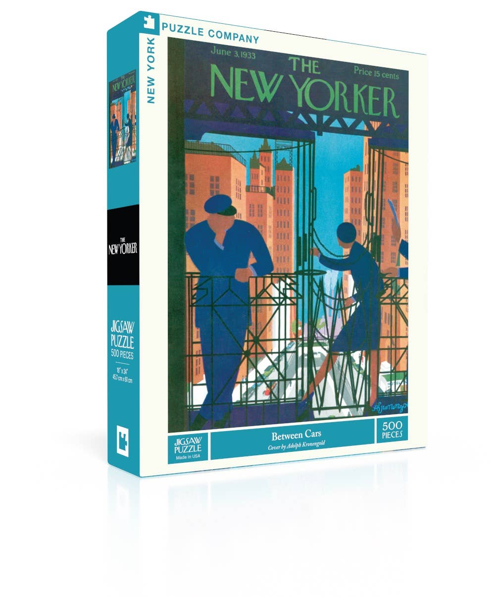 New York Puzzle Company - Between Cars - 500 Piece Jigsaw Puzzle