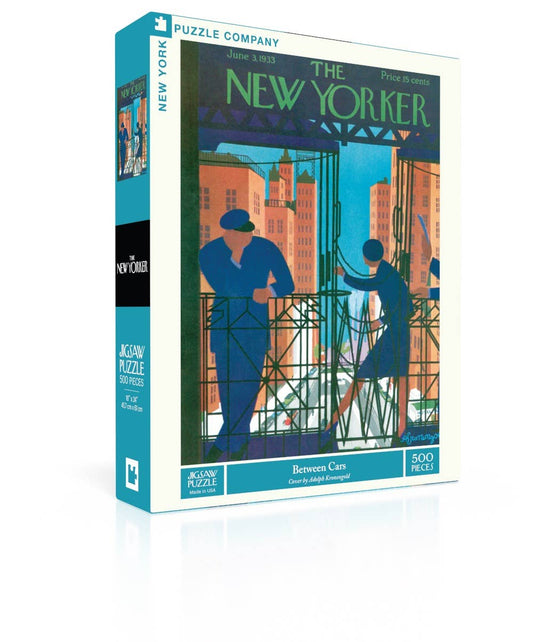 New York Puzzle Company - Between Cars - 500 Piece Jigsaw Puzzle