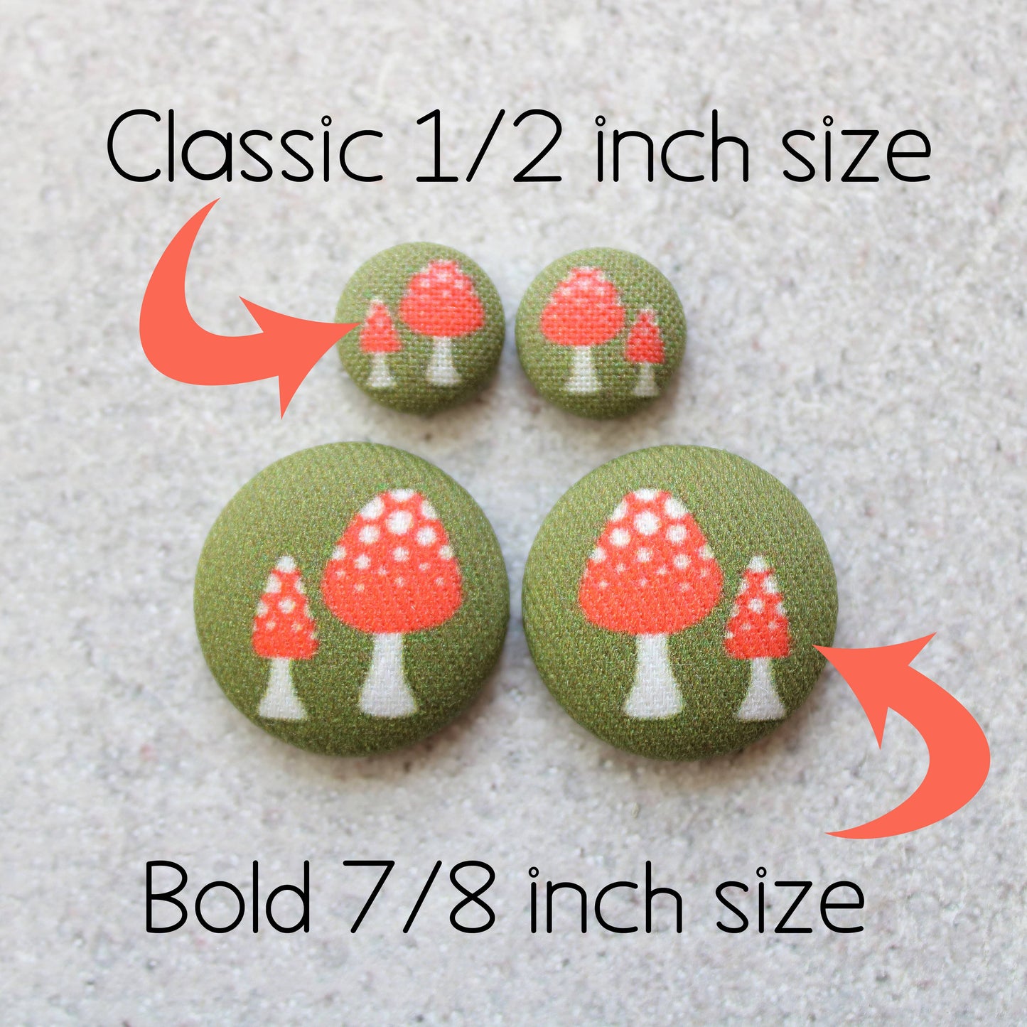 Rachel O's - Bold 7/8 Inch Nasturtium  Fabric Button Earrings