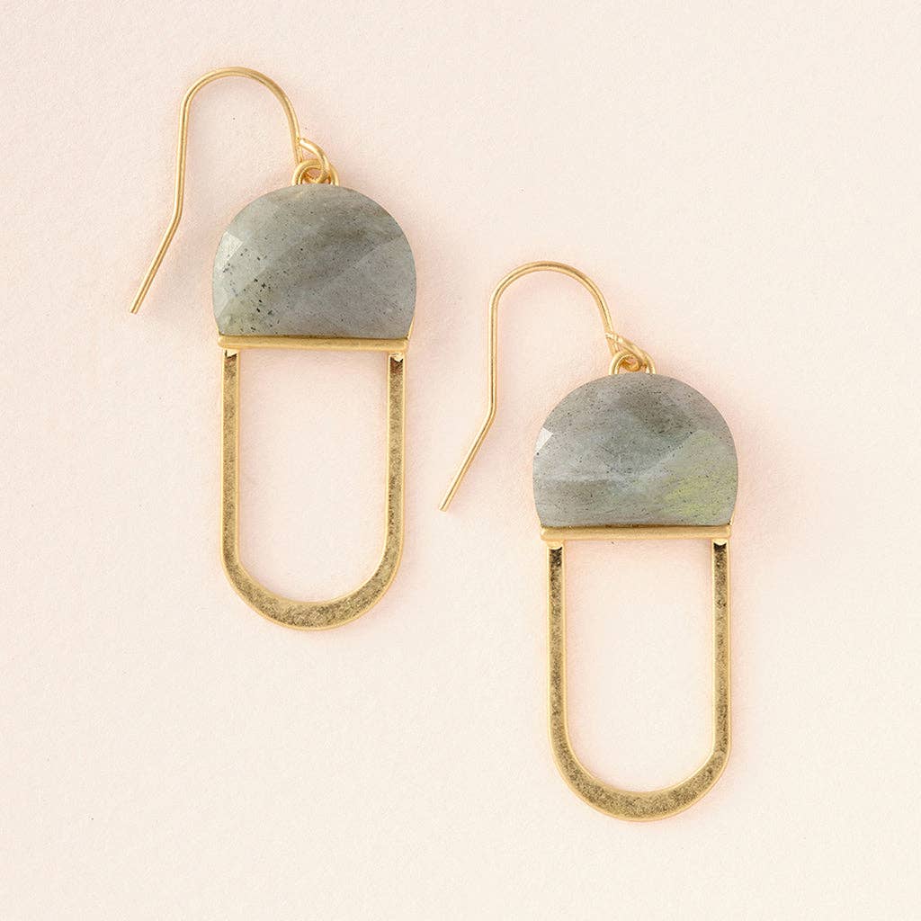 Scout Curated Wears - Modern Stone Chandelier Earring - Labradorite/Gold