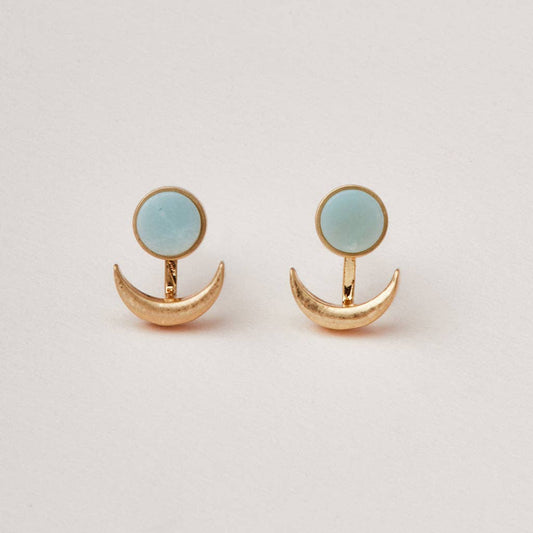 Scout Curated Wears - Stone Moon Phase Ear Jacket - Amazonite/Gold