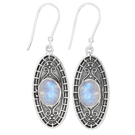 Tiger Mountain Jewelry - Oval Moon Sterling Silver Moonstone Earring