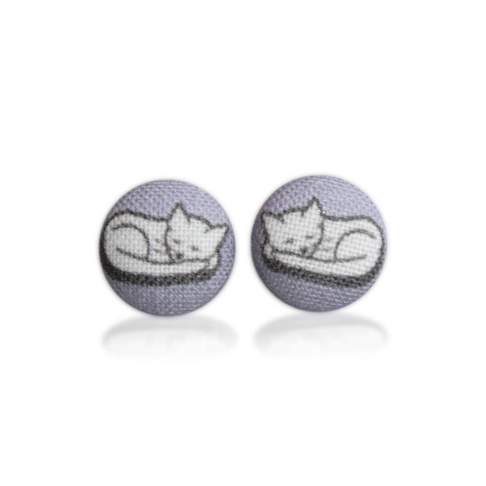 Rachel O's - Cats Fabric Button Earrings