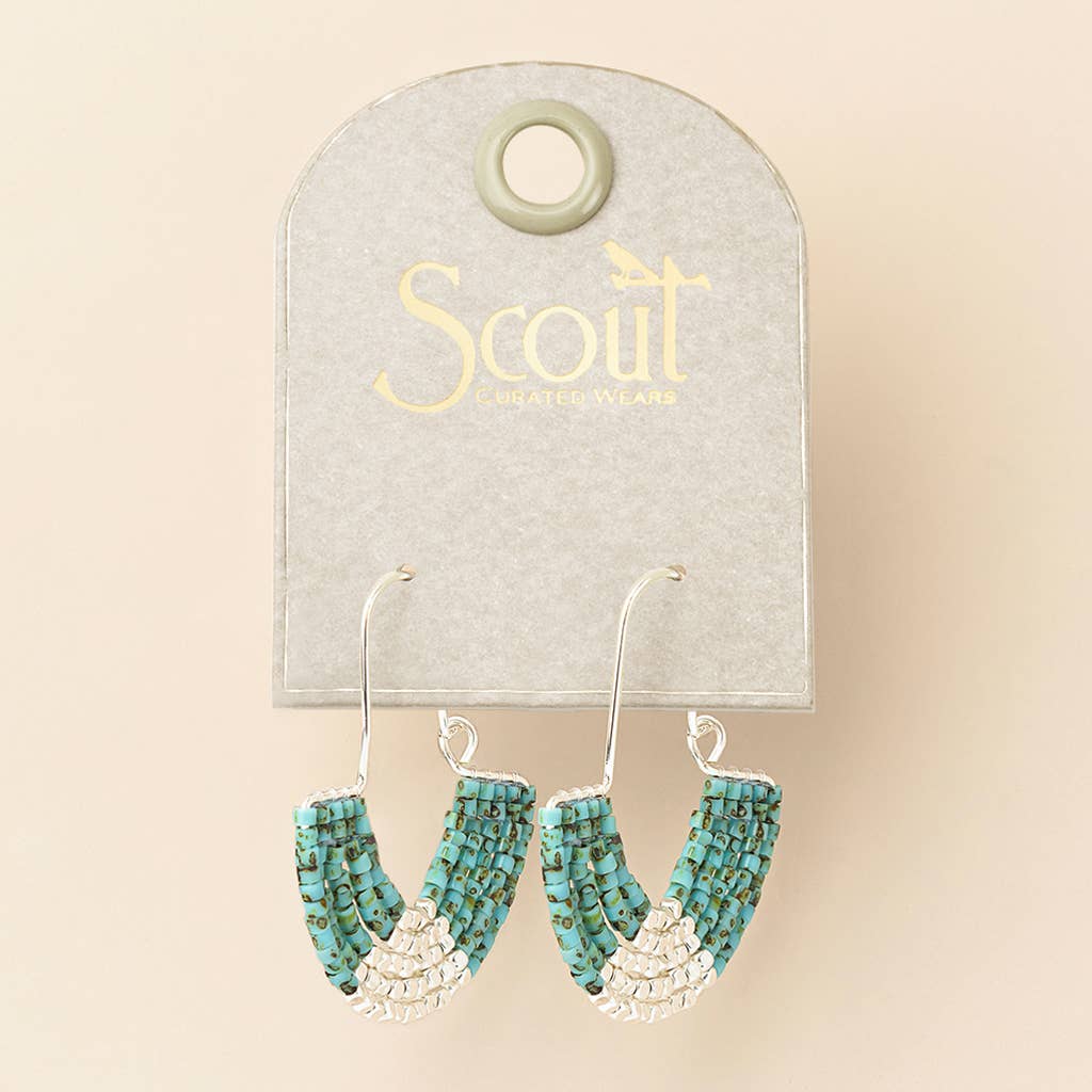 Scout Curated Wears - Chromacolor Miyuki U-Hoop Earring - Speckled Turquoise/Silvr