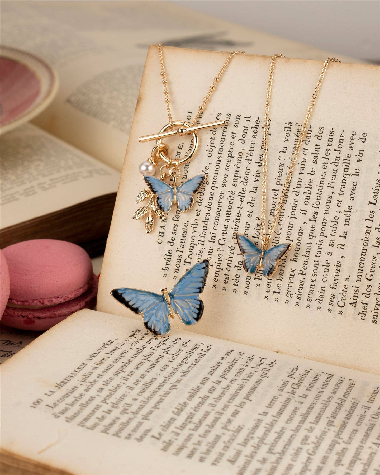 Fable England - FABLE Enamel Blue Butterfly Short Necklace