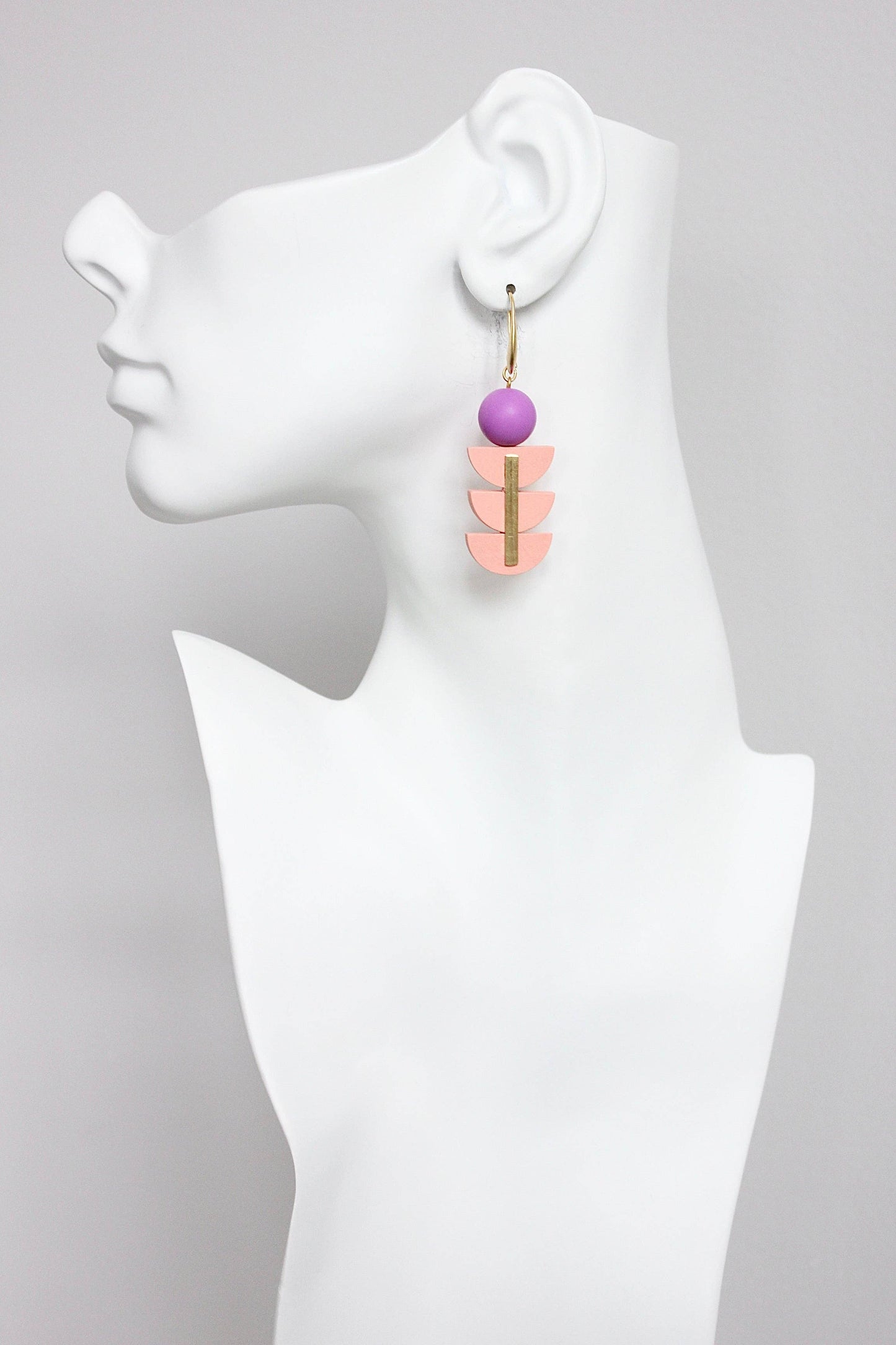 David Aubrey Jewelry - GNDE60 pink and purple geometric earrings