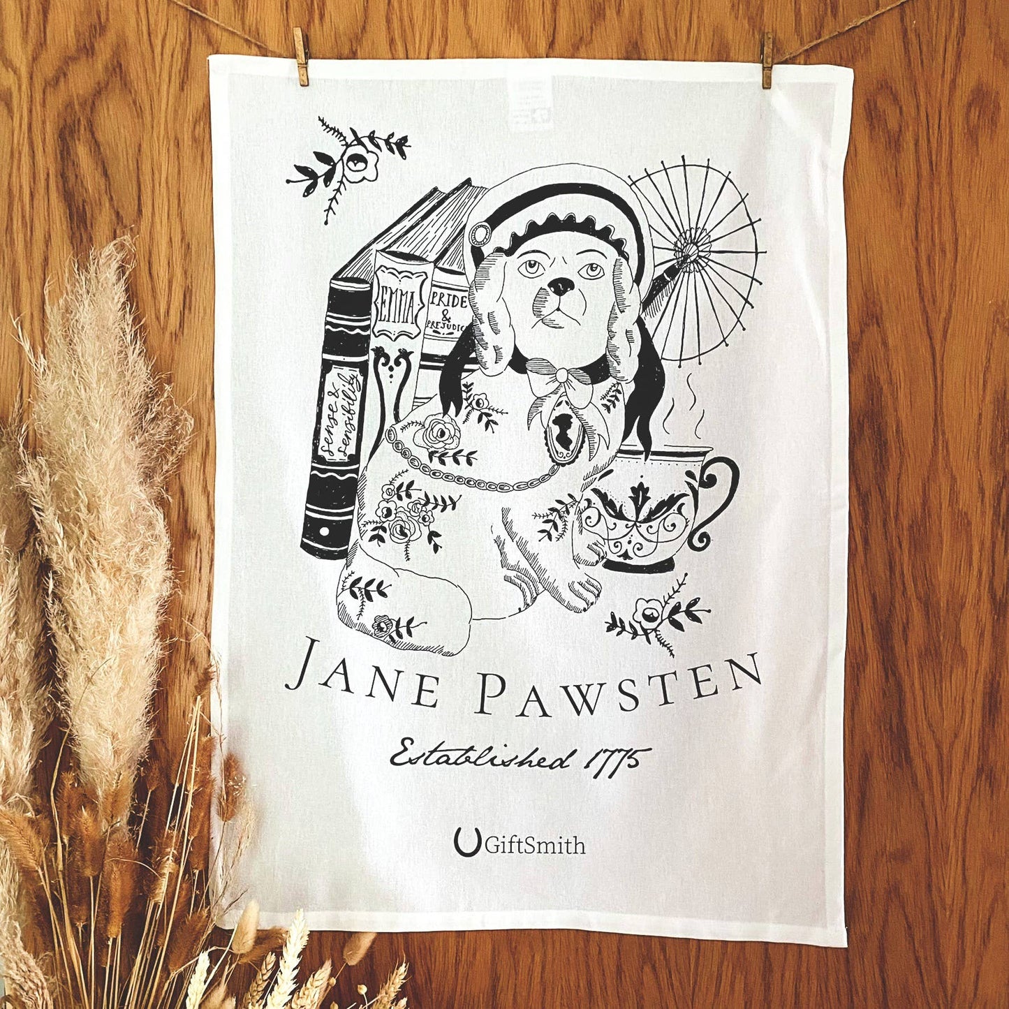 GiftSmith - Jane Pawsten Fairtrade Cotton Literary Tea Towel Dish Cloth