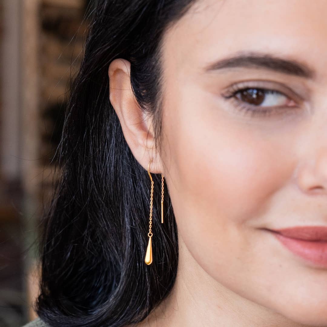 Scout Curated Wears - Refined Earring Collection - Teardrop Threader/Gold