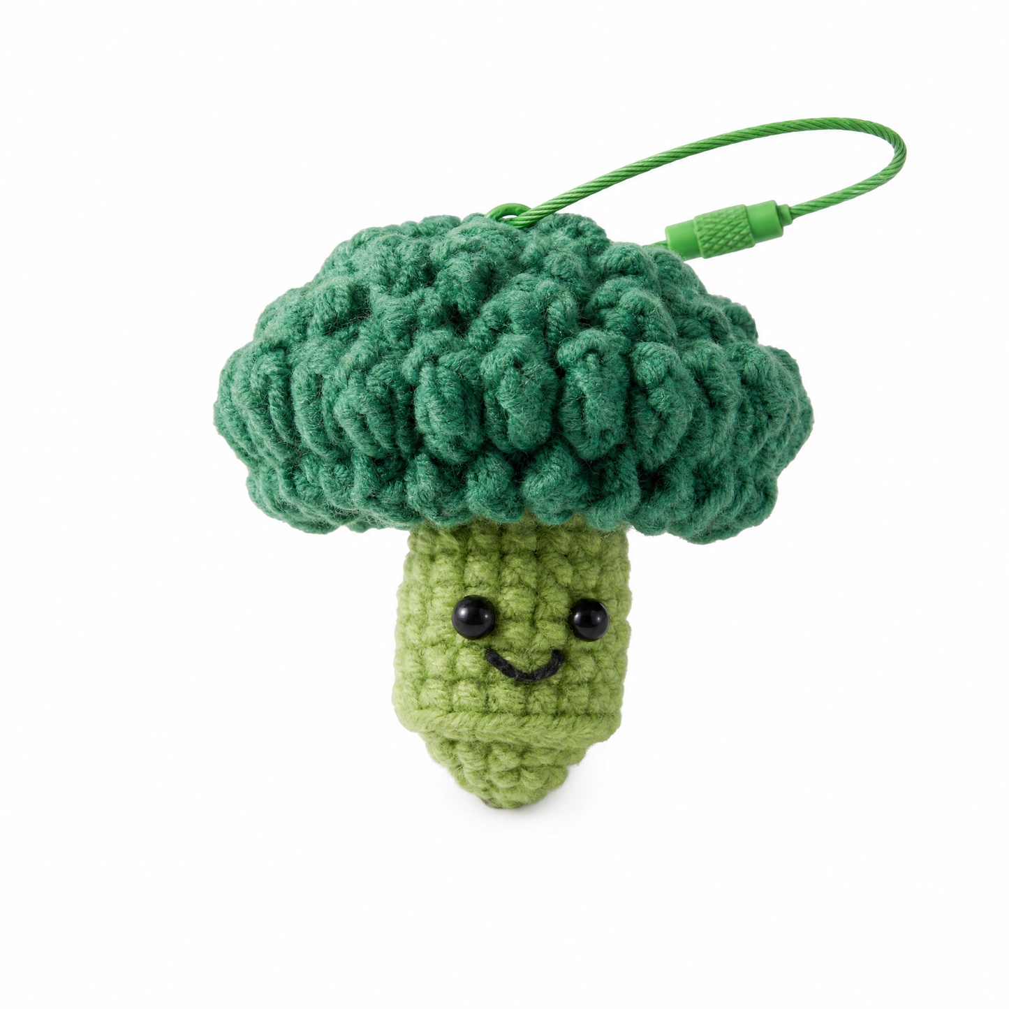 Hand-Knitted Broccoli Yarn Keychain for a Natural Vibe