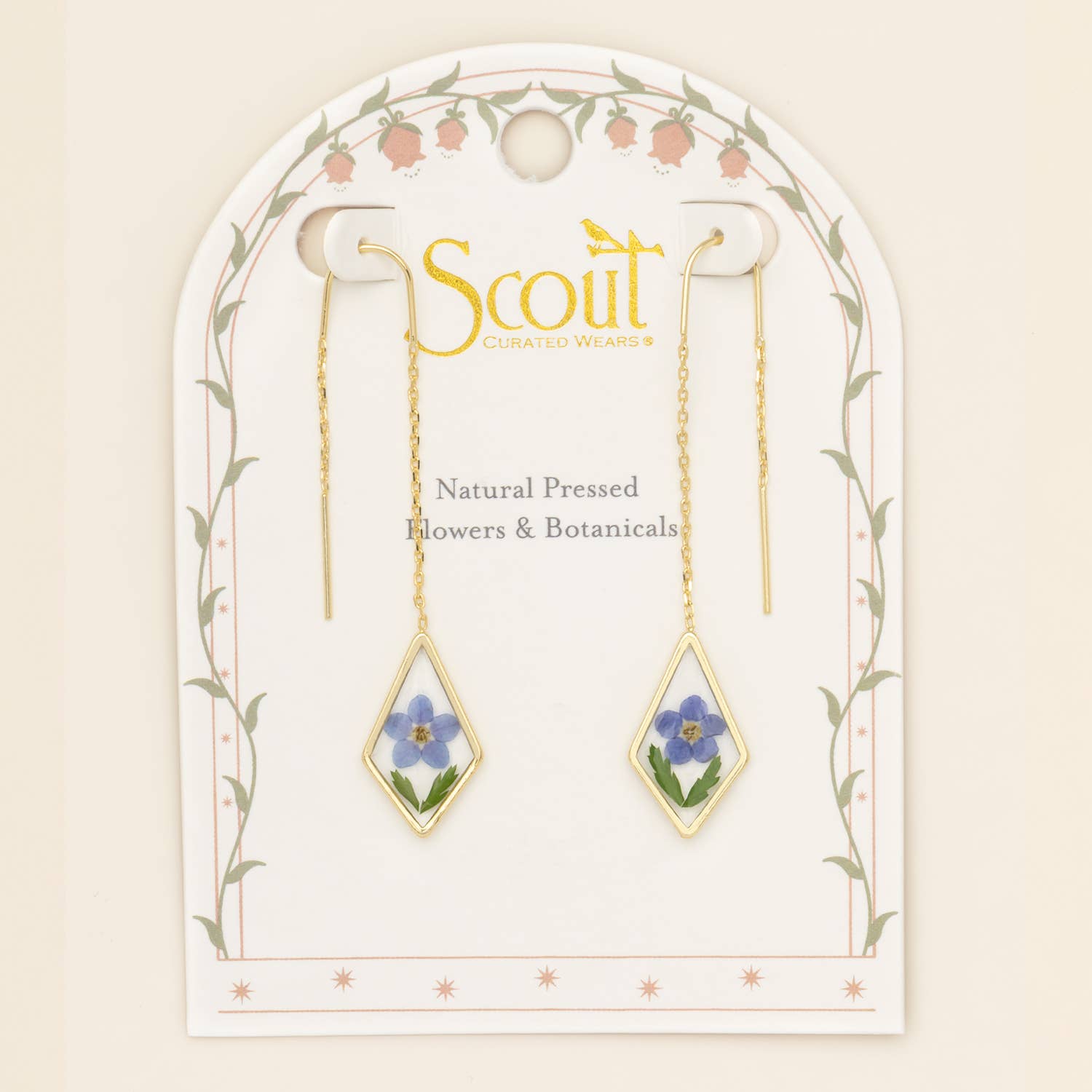 Scout Curated Wears - Pressed Flower Thread Earring - Blue Forget Me Not/Gold