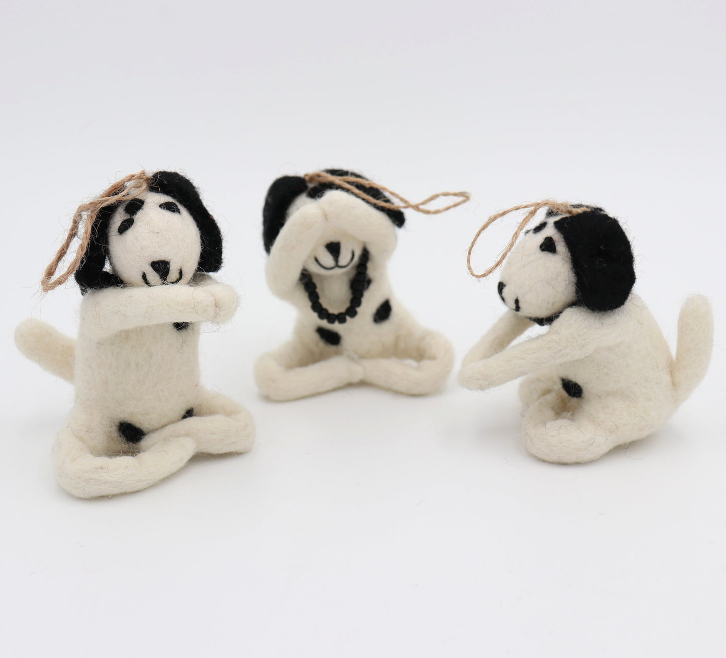 Handmade Wool Felt Yoga Dog Ornament