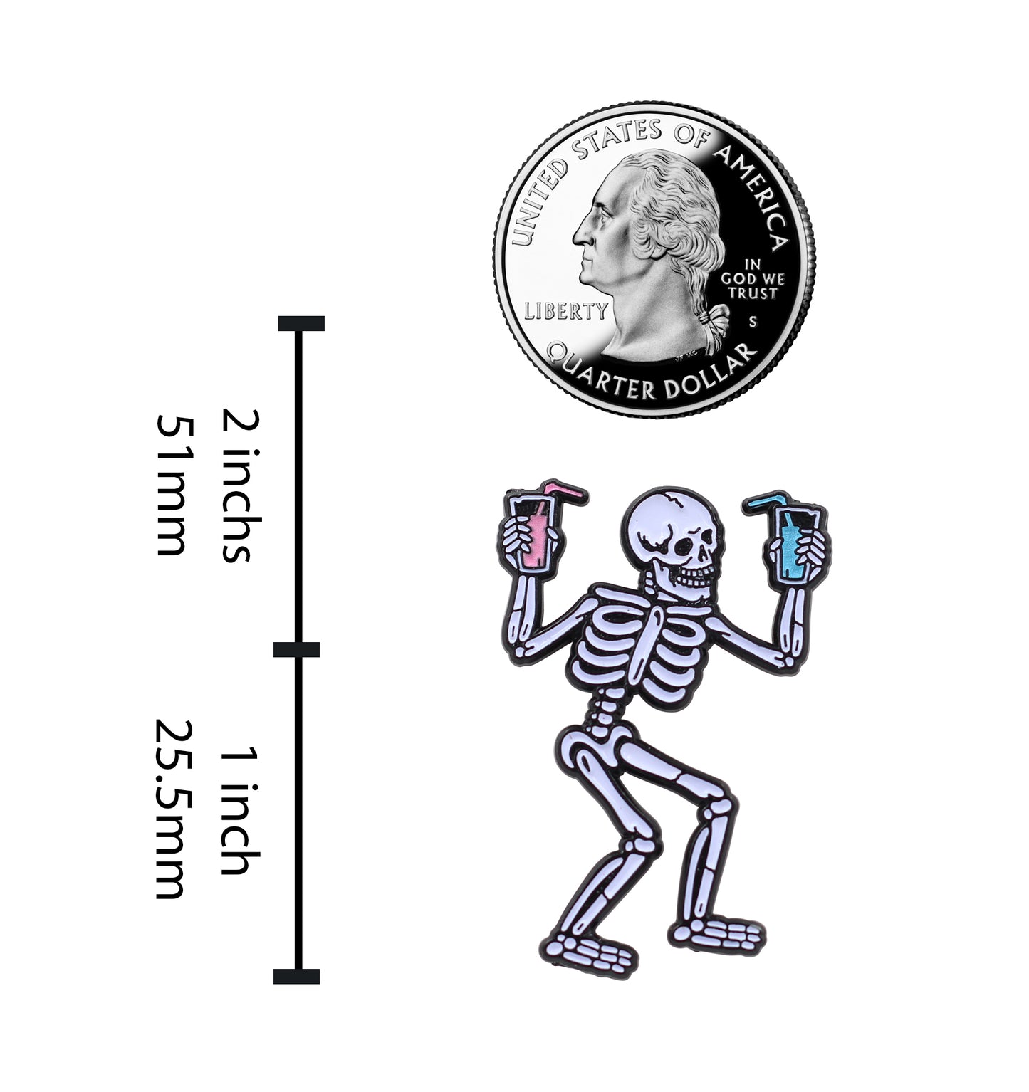 Party Skeleton – Glow-in-the-Dark, Party ‘Till You Die Pin