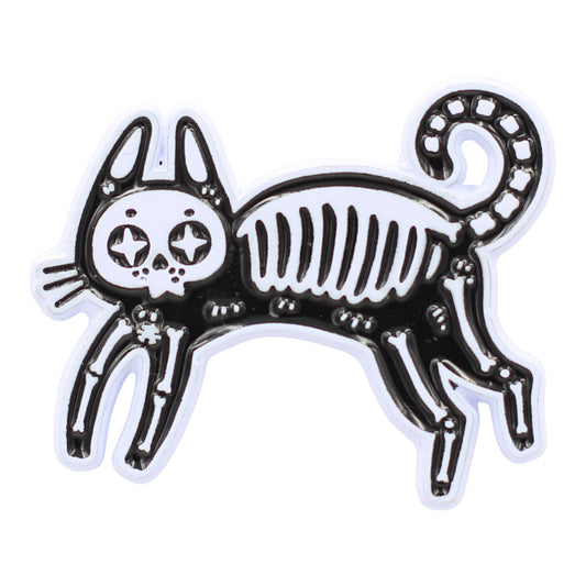 Skeleton Cat Enamel Pin – Black Cat Pin