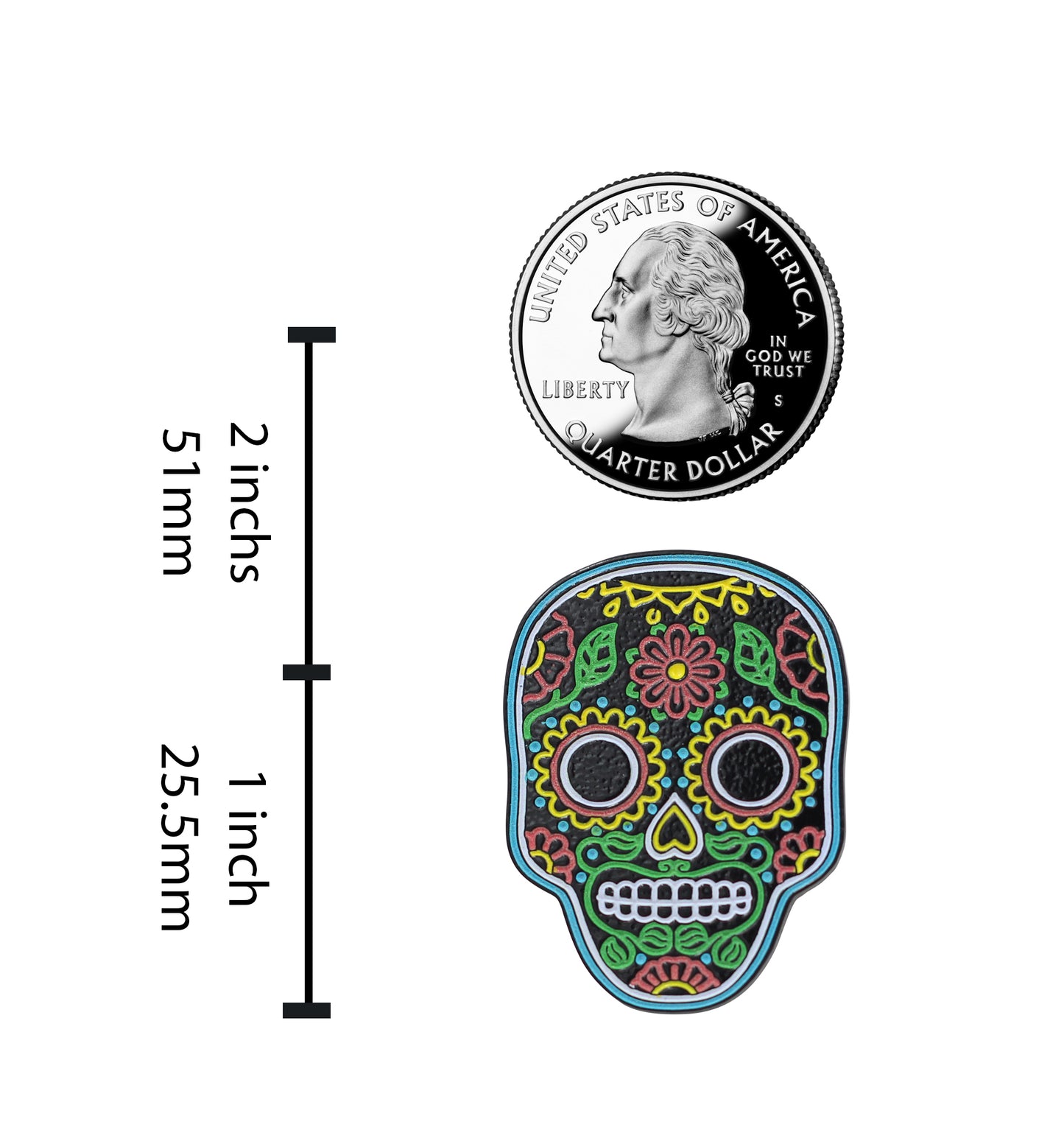 Neon Sugar Skull – Día de Muertos Enamel Pin