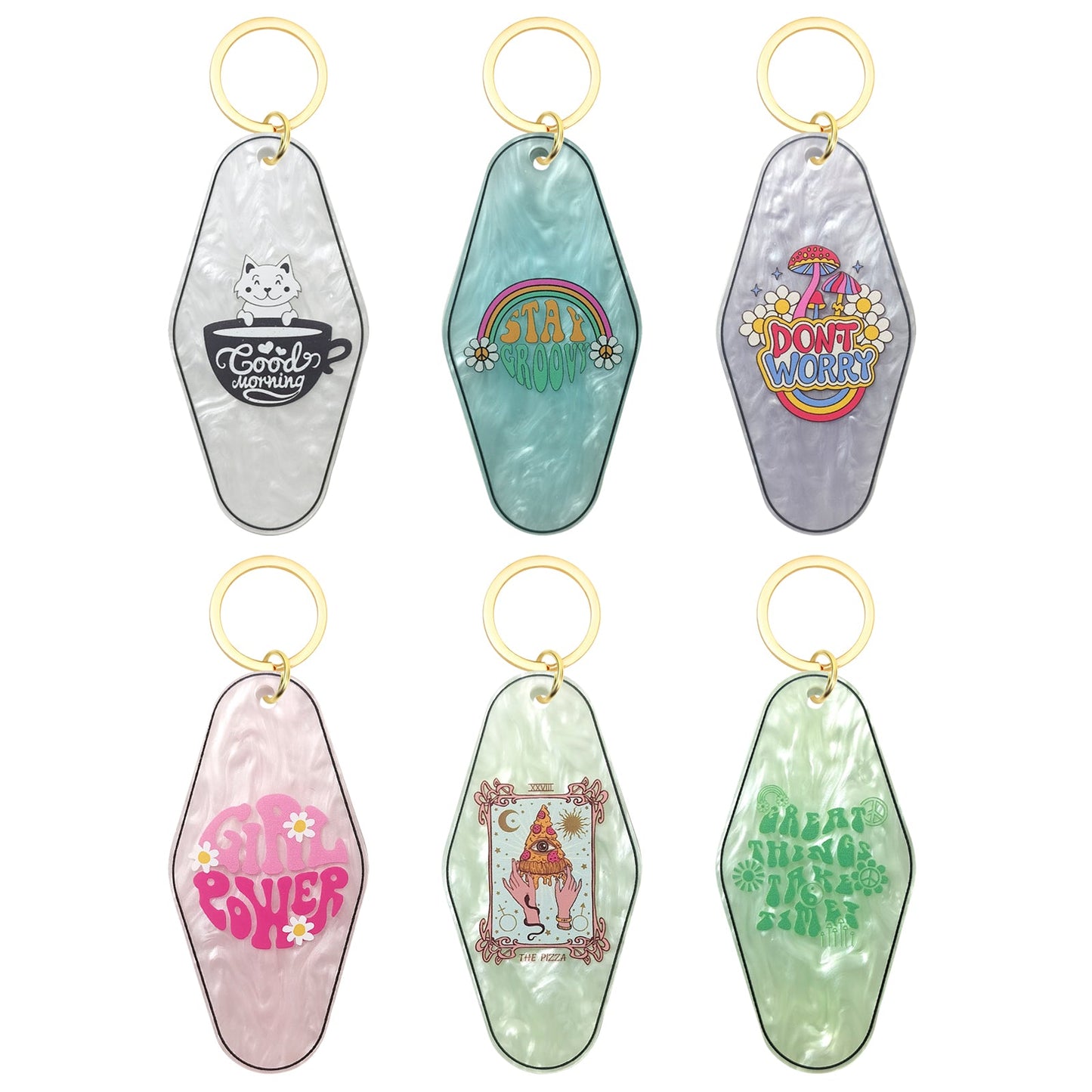 The Pizza Tarot Card Motel Keychain - Vintage Nostalgia Motivational Hotel Keychain