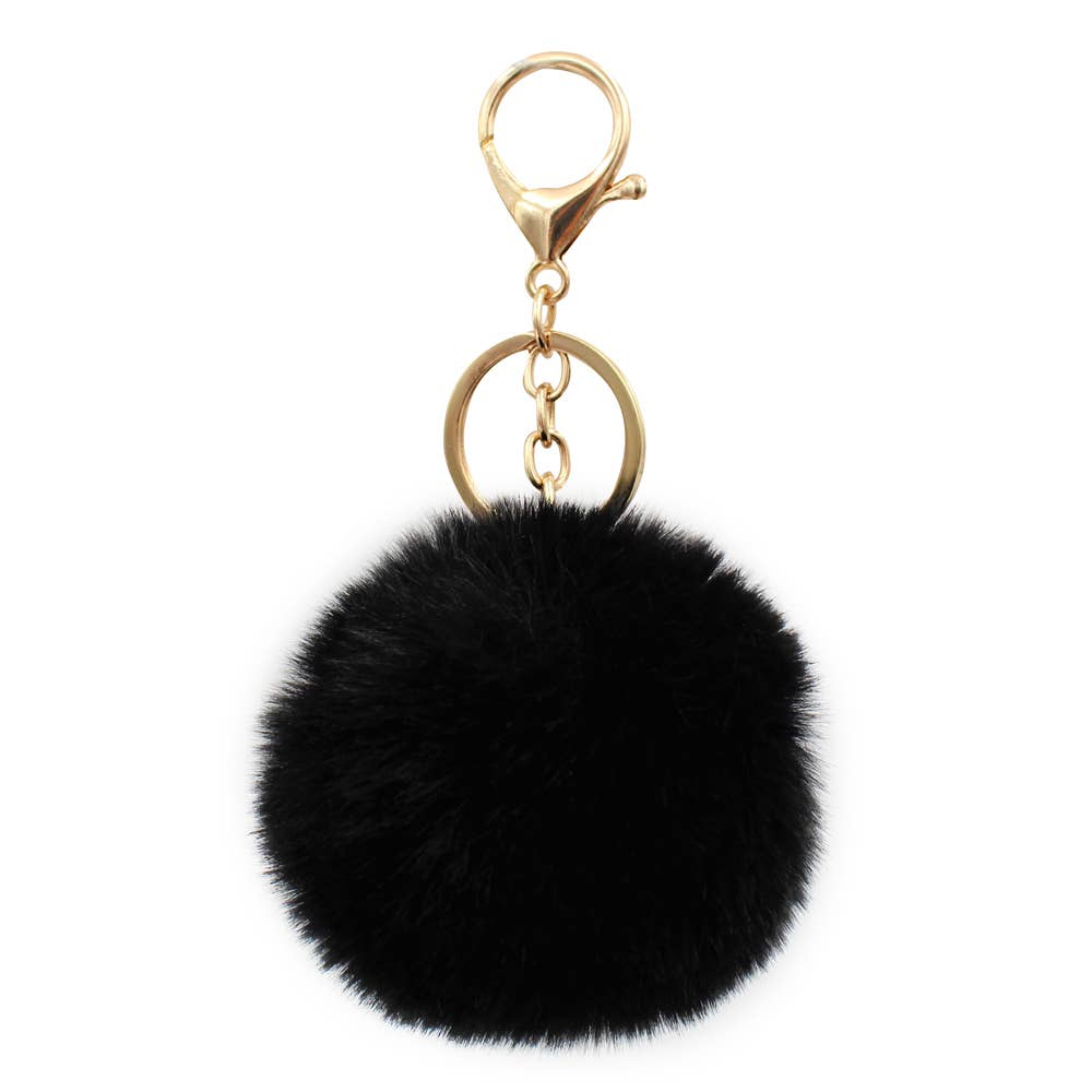 Image of Real Sic Black Cute Colorful Pom Pom Key chain - Fuzzy Key chain