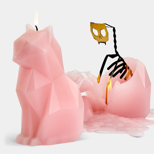 54 Celsius - PyroPet Kisa Cat Skeleton Candle - Light Pink