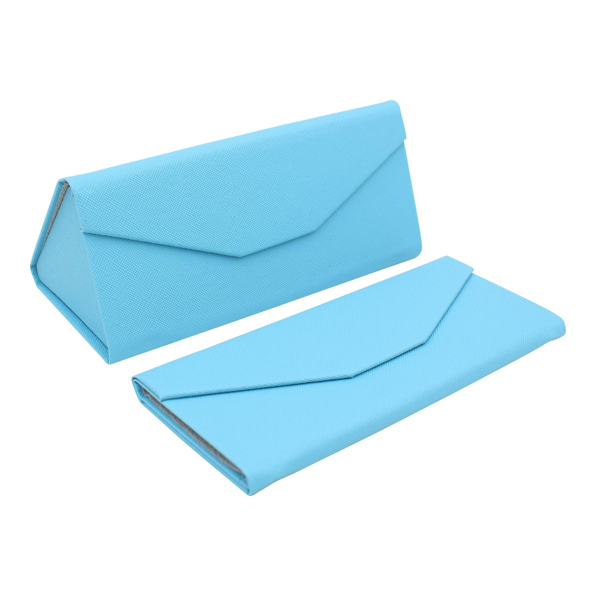 Image of Real Sic Powder Blue Hardshell Eco Leather Solid Color Folding Glasses Case