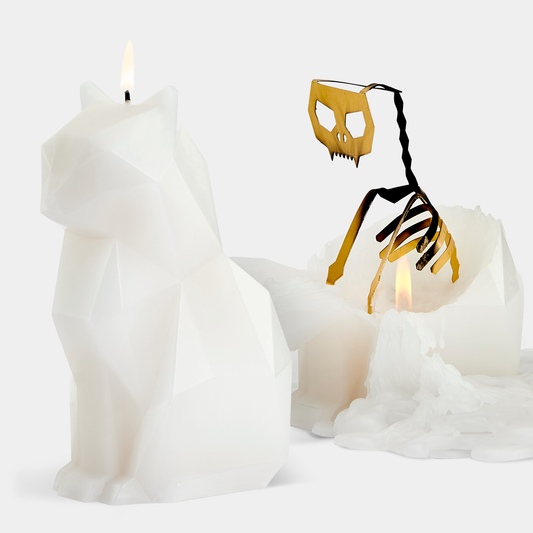54 Celsius - PyroPet Kisa Cat Skeleton Candle - White