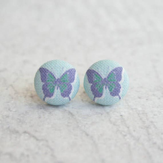 Rachel O's - Watercolor Butterfly Fabric Button Earrings